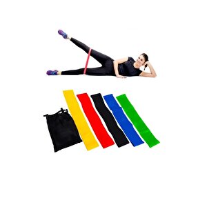 5 Farklı Seviyeli Çantalı Pilates Direnç Bandı Seti