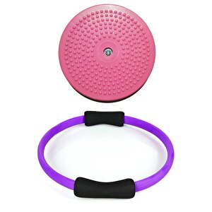 Pilates Egzersiz Çemberi Ve Full Tırtıklı Pembe Twister Disk Bel Inceltici Disk Plates Pilates Seti