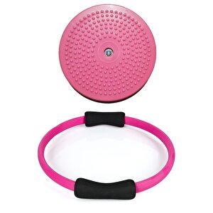 Pilates Egzersiz Çemberi Ve Full Tırtıklı Pembe Twister Disk Bel Inceltici Disk Plates Pilates Seti