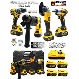 Germany Style Alman 248vfx Şarjlı Dörtlü Set Darbeli Matkap Torklu Somun Sıkma Şarjlı Taşlama Şarjlı Kırıcı Hilti