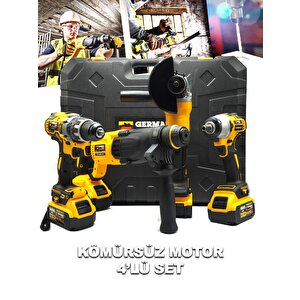 Germany Style Alman 248vfx Şarjlı Dörtlü Set Darbeli Matkap Torklu Somun Sıkma Şarjlı Taşlama Şarjlı Kırıcı Hilti