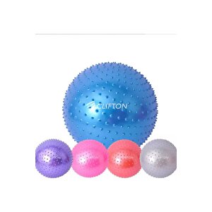 Dikenli Yoga Pilates Aeorobik Jimnastik Topu 65 Cm Mor+ Pompa
