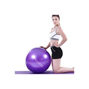 75 Cm Pilates Topu Kalın Büyük Boy Pilates Topu Mor Renk+pompa