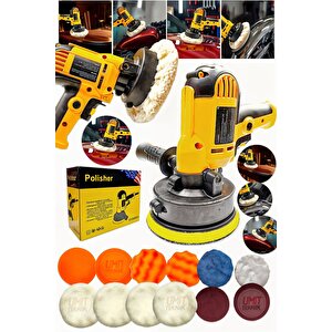125mm Devir Ayarlı Profesyonel Araç Ve Koltuk Temizleme Makinası | 6 Kademe Zımpara Ve Parlatma Seti