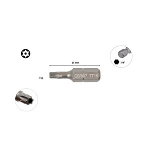 T15 X 25 Mm Delikli Torx Bits Uç Cb/807t