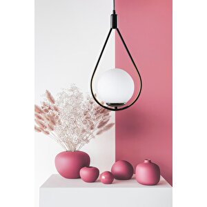 Yağmur Tekli Siyah Gövde Beyaz Camlı Sarkıt Modern Avize Modeli