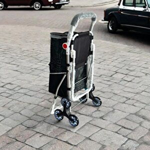 Ses Yapmaz Tekerlekli Su Geçirmez Çantalı Oturmalı Alüminyum Gövdeli Merdiven Çıkabilen