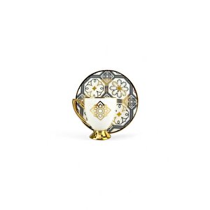 Digithome Milano 6 Kişilik 12 Parça Porselen Kahve Fincan Takımı Gold Yaldızlı Krem - Vogue-113 C320.042