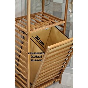 Digithome Ceviz Banyo Rafı Ile Uyumlu Kumaş Sepet Ve Çamaşır Bezi Kahverengi