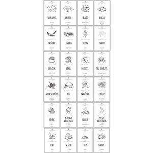 Lombardino 24 Adet Dikdörtgen Bakliyat Ve Çay Şeker Kavanoz Etiketi Sticker Seti 10x6,6 Cm
