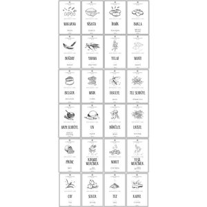 Lombardino 24 Adet Dikdörtgen Bakliyat Ve Çay Şeker Kavanoz Etiketi Sticker Seti 10x6,6 Cm