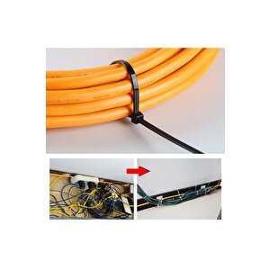 Çetsan 2,5*200 Kablo Bağı Siyah (100 Adet) - Çırt Kelepçe - Klips - Kablo Düzenliyeci