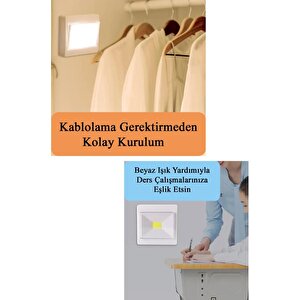 Şahnet Pilli Dolap İçi Led Lamba Kare - Beyaz Işık Kamp Lambası