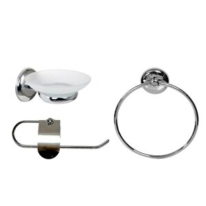 New Banyo Set 1 (k Havluluk+y Havluluk+k Sabunluk) Kağıt Havluluk+yuvarlak Havluluk+katı Sabunluk