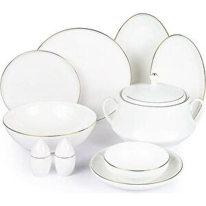 Roy King Gold Thin 55 Parça Bone China Porselen Yemek Takımı Dsn048