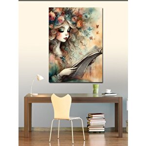 Kanvas Tablo Gazete Okuyan Kız 100x140 cm
