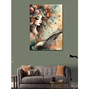 Kanvas Tablo Gazete Okuyan Kız 50x70 cm