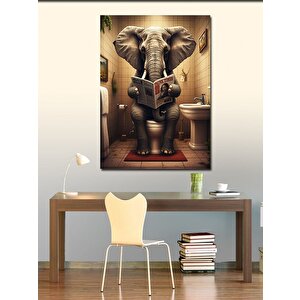 Kanvas Tablo Gazete Okuyan Fil 70x100 cm
