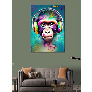 Kanvas Tablo Müzik Dinleyen Sevimli Maymun 100x140 cm