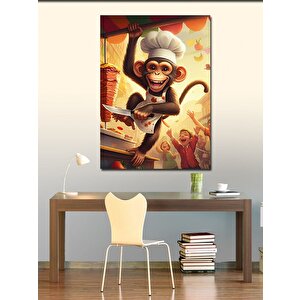 Kanvas Tablo Dönerci Aşçı Maymun 70x100 cm