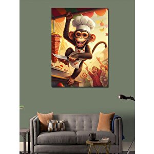 Kanvas Tablo Dönerci Aşçı Maymun 70x100 cm