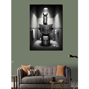 Kanvas Tablo Tuvalette Gazete Ve At 100x140 cm