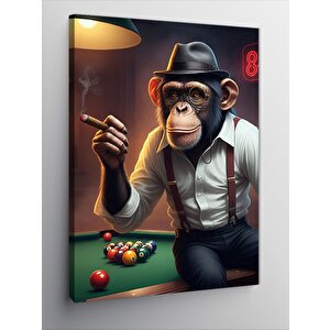 Kanvas Tablo Bilardo Oynayan Maymun 70x100 cm