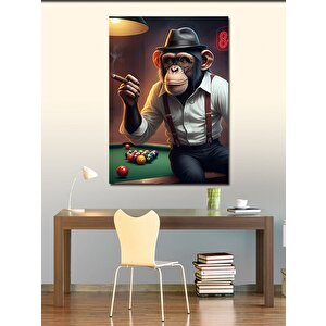 Kanvas Tablo Bilardo Oynayan Maymun