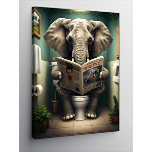 Kanvas Tablo Gazete Okuyan Fil 70x100 cm
