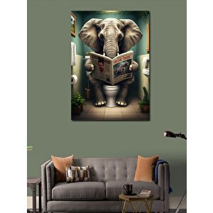 Kanvas Tablo Gazete Okuyan Fil 70x100 cm