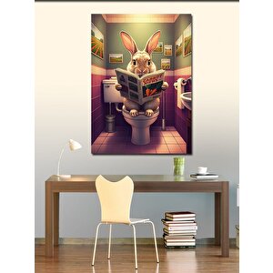 Kanvas Tablo Gazete Okuyan Tavşan 100x140 cm