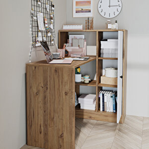 Roomart Daisy Raflı Çalışma Masası , Çocuk Çalışma Masası, Ofis Çalışma Masası, Bilgisayar Masası