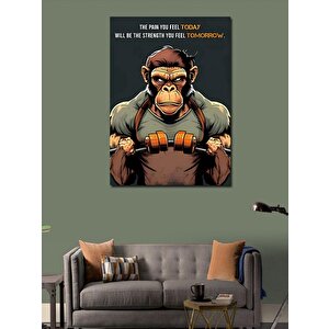 Kanvas Tablo Gym Fitness Yapan Maymun 70x100 cm