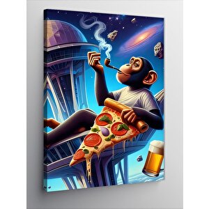 Kanvas Tablo Pizza Maymunu