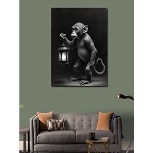 Kanvas Tablo Fener Taşıyan Maymun 70x100 cm
