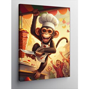 Kanvas Tablo Şef Maymun Ve Döner 70x100 cm