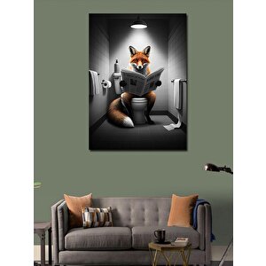 Kanvas Tablo Tub-valette Gazete Okuyan Tilki 70x100 cm