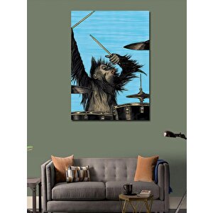 Kanvas Tablo Baterist Maymun 50x70 cm