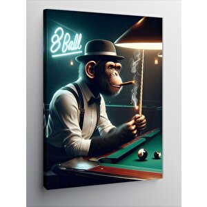 Kanvas Tablo Bilardo Oynayan Maymun 100x140 cm