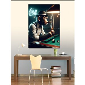 Kanvas Tablo Bilardo Oynayan Maymun 100x140 cm