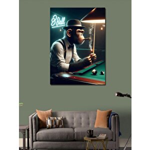 Kanvas Tablo Bilardo Oynayan Maymun 100x140 cm