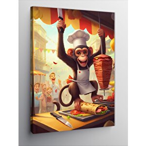 Kanvas Tablo Şef Maymun Döner Dürüm 100x140 cm