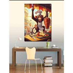 Kanvas Tablo Şef Maymun Döner Dürüm 100x140 cm