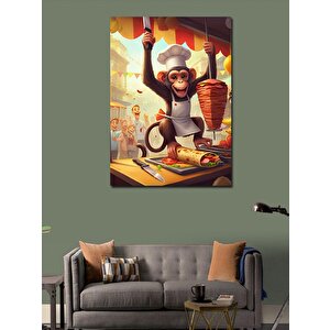 Kanvas Tablo Şef Maymun Döner Dürüm 100x140 cm