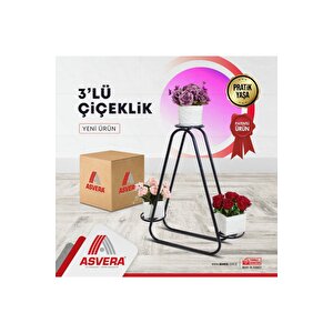 3'lü Metal Portatif Çiçeklikleri - Çiçek Standı