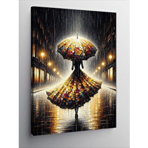 Kanvas Tablo Renkli Elbiseli Kadın 70x100 cm