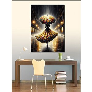 Kanvas Tablo Renkli Elbiseli Kadın 70x100 cm