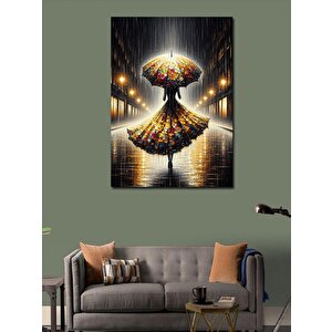 Kanvas Tablo Renkli Elbiseli Kadın 70x100 cm