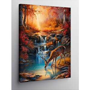 Kanvas Tablo Su İçen Geyik 50x70 cm