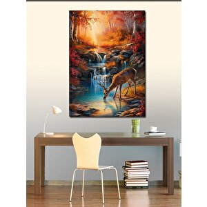 Kanvas Tablo Su İçen Geyik 50x70 cm